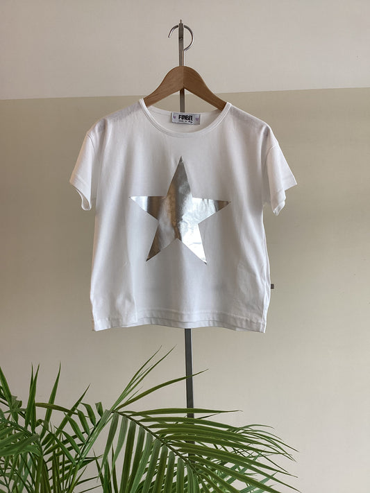 T-shirt FF5947 tg xs-xl colbianca/argento