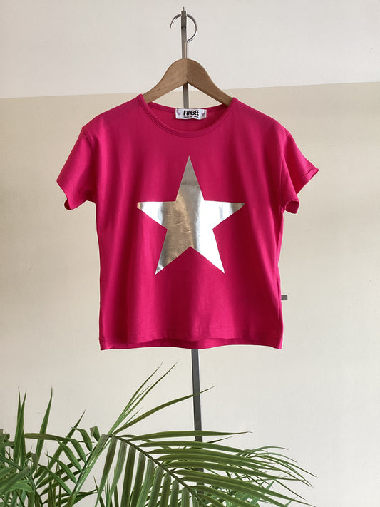 T-shirt FF5947 tg xs-xl col fuxia/argento