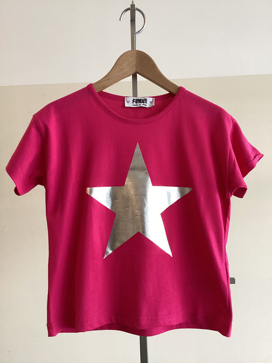 T-shirt FF5947 tg xs-xl col fuxia/argento